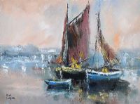 HARBOURED BOATS, GALWAY by Niall Campion at Ross's Online Art Auctions
