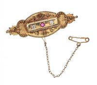 15CT GOLD ANTIQUE DIAMOND AND RUBY BROOCH at Ross's Online Art Auctions