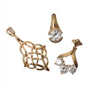 THREE 9CT GOLD PENDANTS, TWO SET WITH CUBIC ZIRCONIA at Ross's Online Art Auctions