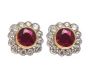 18CT GOLD RUBY AND DIAMOND CLUSTER EARRINGS at Ross's Online Art Auctions
