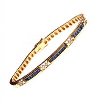 18CT GOLD SAPPHIRE AND DIAMOND BRACELET at Ross's Online Art Auctions