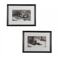 PAIR OF BLACK AND WHITE FRAMED ENGRAVINGS at Ross's Online Art Auctions