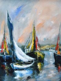 PREPARING TO SAIL, DINGLE by Niall Campion at Ross's Online Art Auctions