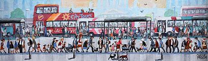 BELFAST SHOPPERS GOING HOME by Cupar Pilson at Ross's Online Art Auctions