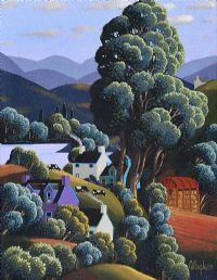 THE RED HAY BARN by George Callaghan at Ross's Online Art Auctions