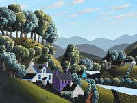 RIVER THROUGH THE VILLAGE by George Callaghan at Ross's Online Art Auctions