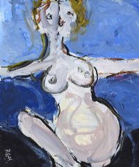 NUDE ON BLUE by Rachel Grainger Hunt at Ross's Online Art Auctions