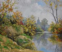 RIVER REFLECTIONS by E. Guyot at Ross's Online Art Auctions