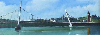 DERRY PEACE BRIDGE & GUILDHALL by Sean Lorinyenko at Ross's Online Art Auctions