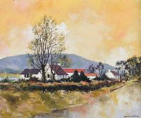FARM BUILDINGS NEAR ROSTREVOR by Dennis Orme Shaw at Ross's Online Art Auctions