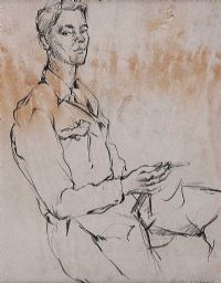 PORTRAIT OF AN ARTIST by Basil Blackshaw HRHA HRUA at Ross's Online Art Auctions