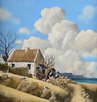 COTTAGE BY THE SEA by George Callaghan at Ross's Online Art Auctions