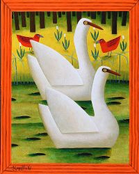 TWO SWANS by Graham Knuttel at Ross's Online Art Auctions