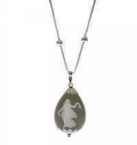 STERLING SILVER AND  GREEN JASPER NECKLACE at Ross's Online Art Auctions