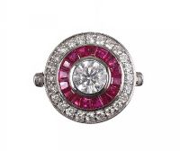 18CT WHITE GOLD RUBY & DIAMOND ROUND RING at Ross's Online Art Auctions