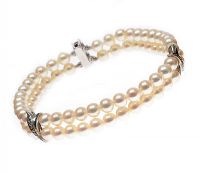 18CT GOLD PEARL AND DIAMOND BRACELET WITH FITTED BOX at Ross's Online Art Auctions
