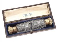 SILVER TOPPED PERFUME BOTTLE AND FITTED CASE at Ross's Online Art Auctions