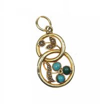 15CT GOLD SEED PEARL AND TURQUOISE PENDANT at Ross's Online Art Auctions