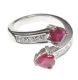 18CT WHITE GOLD RUBY AND DIAMOND CROSS-OVER RING at Ross's Online Art Auctions