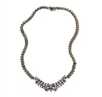 STERLING SILVER AND PURPLE STONE NECKLACE at Ross's Online Art Auctions