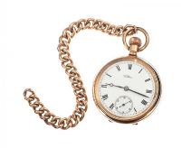 GOLD-TONE POCKET WATCH AND CHAIN at Ross's Online Art Auctions