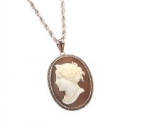 STERLING SILVER CAMEO AND CHAIN at Ross's Online Art Auctions