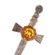 WHITE METAL SWORD BROOCH WITH ORANGE STONE at Ross's Online Art Auctions