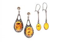 TWO PAIRS OF AMBER DROP EARRINGS at Ross's Online Art Auctions