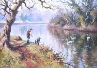 ON THE RIVERBANK by Donal McNaughton at Ross's Online Art Auctions