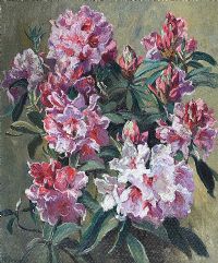 STILL LIFE, RHODODENDRONS by Anne Primrose Jury HRUA at Ross's Online Art Auctions