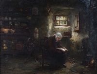READING IN THE COTTAGE by Otto Theodore Leyde RSA at Ross's Online Art Auctions