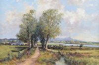 SCRABO TOWER FROM STRANGFORD LOUGH by William Cunningham at Ross's Online Art Auctions