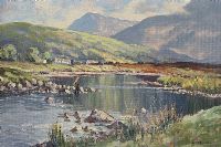 FISHING THE RIVER, DELPHI, CONNEMARA by William Henry Burns at Ross's Online Art Auctions