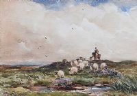 DRIVING SHEEP by Wycliffe Egginton RI RCA at Ross's Online Art Auctions