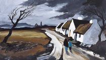 ON THE PATH BY THE COTTAGES by J.P. Rooney at Ross's Online Art Auctions