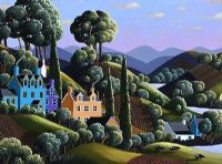 THREE COWS GRAZING BY THE LOUGH by George Callaghan at Ross's Online Art Auctions