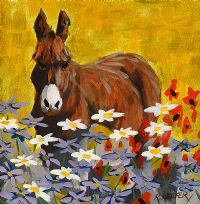 DONKEY & WILD FLOWERS by Ronald Keefer at Ross's Online Art Auctions
