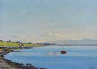 FISHING BOAT OFF HOLYWOOD by John Turner RUA at Ross's Online Art Auctions