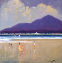 ON THE BEACH AT TYRELLA by William Cunningham at Ross's Online Art Auctions