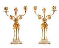 PAIR OF ANTIQUE GILT CANDELABRA at Ross's Online Art Auctions