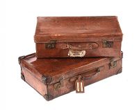 TWO VINTAGE LEATHER SUITCASES at Ross's Online Art Auctions