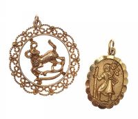 TWO 9CT GOLD PENDANTS at Ross's Online Art Auctions