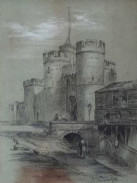 FIGURE BY A CASTLE by French School at Ross's Online Art Auctions