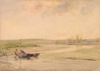 BOATS ON THE FORESHORE by Frank McKelvey RHA RUA at Ross's Online Art Auctions