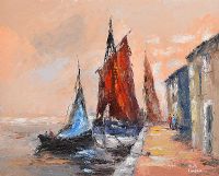 QUAYSIDE BOATS, GALWAY by Niall Campion at Ross's Online Art Auctions