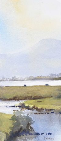 CATTLE GRAZING BY THE LOUGH by Joseph Hynes at Ross's Online Art Auctions
