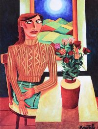 GIRL WITH ROSES by Graham Knuttel at Ross's Online Art Auctions