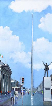 THE SPIRE POINTING TOWARD THE SKY OVER DUBLIN CITY by Sean Lorinyenko at Ross's Online Art Auctions