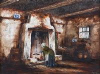 COTTAGE INTERIOR by Andrews at Ross's Online Art Auctions