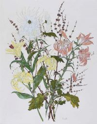 LILIES & CHRYSANTHEMUMS by Anne Anderson at Ross's Online Art Auctions